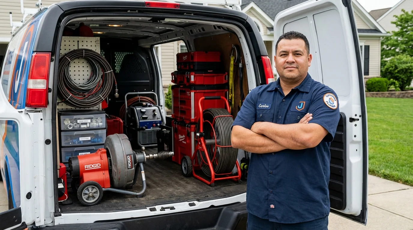 Professional drain cleaning equipment and Johns Plumbing LLC plumber in Costa Mesa